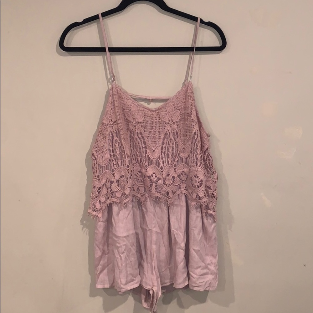 American Eagle Pink Lace Romper